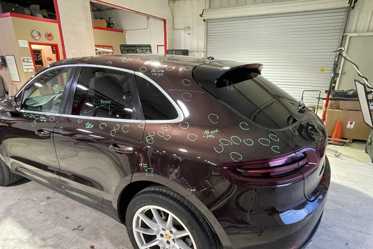 Vehicle with individually documented dents