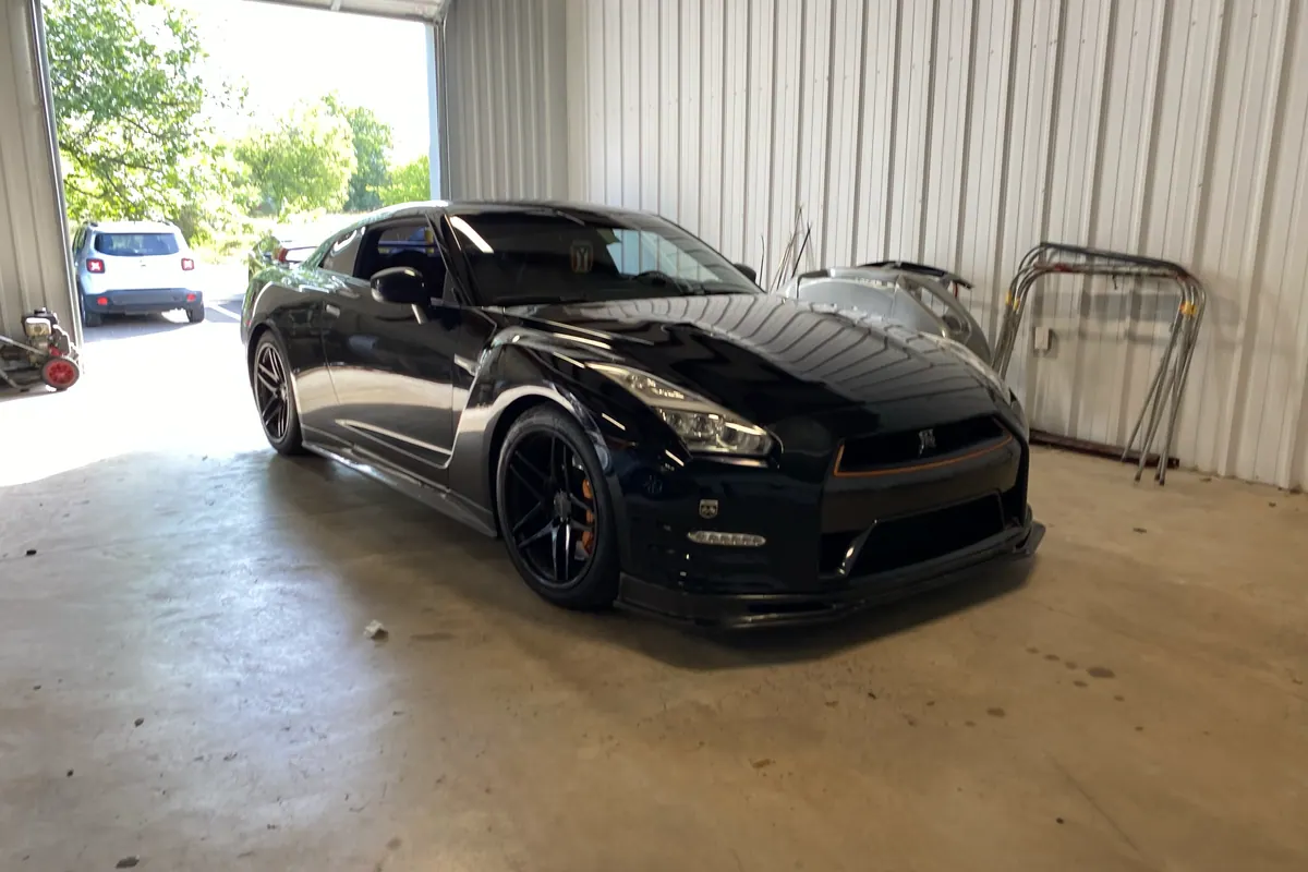 Black Nissan GT-R after repair