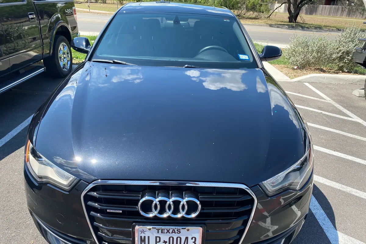 Blue Audi hood after surface restoration